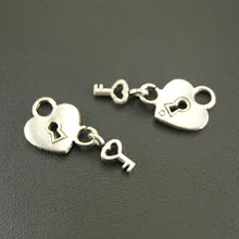 10 шт. античное серебро сердце замок и ключ Шарм браслет ожерелье для изготовления украшений вручную DIY A592