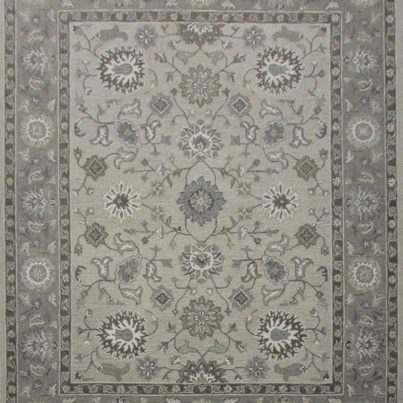 Woolen Artistic Print Rug Gray Large