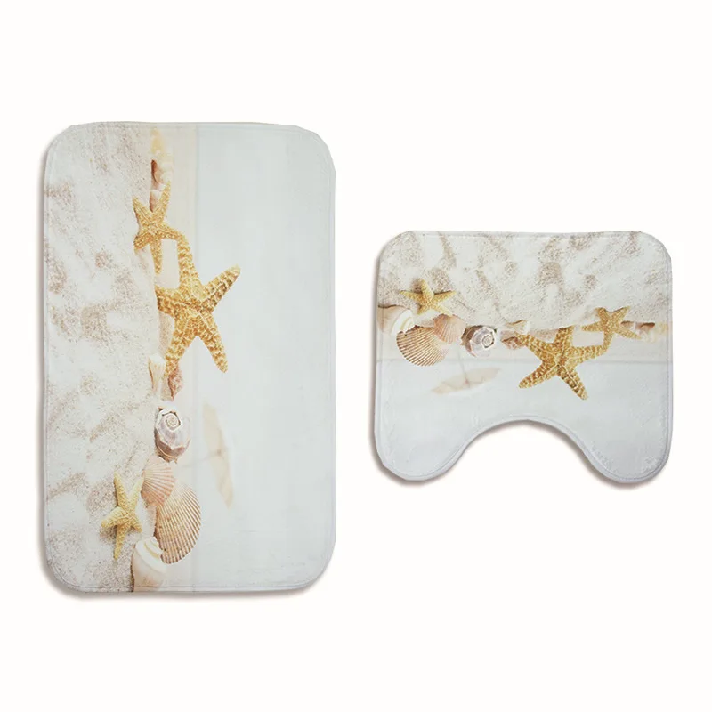 Zeegle Морская звезда 2 шт. Нескользящие Набор ковриков для ванной коралловый флис коврик для туалета комплект для ванной комнаты коврики