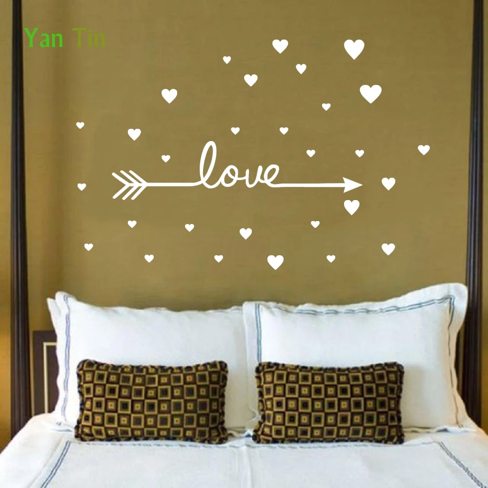 Pegatina de pared con forma de corazones de flecha de dibujos animados  extraíble para niños, niños, niñas, regalos, calcomanías de pared, Mural de  Arte de amor fácil de aplicar|Adhesivos para pared| -