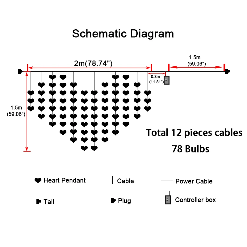 JULELYS 2 * 1.5 78 Bulbs Heart LED Wedding Curtain Lights Gerlyanda Christmas Garland Festoon Room Fairy LED Lights Decoration JULELYS 2 * 1.5 78 Bulbs Heart LED Wedding Curtain Lights Gerlyanda Christmas Garland Festoon Room Fairy LED Lights Decoration