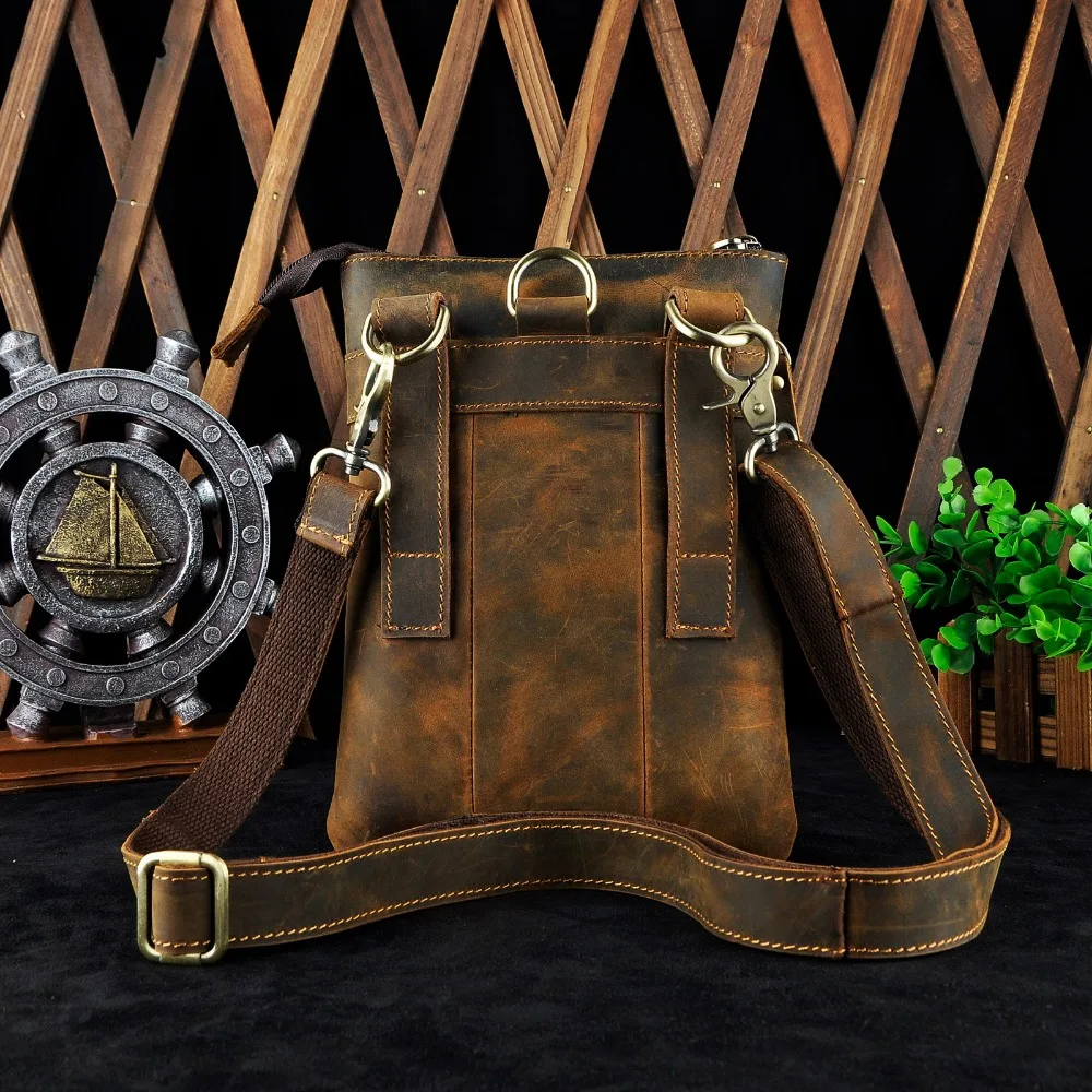 Мужская многофункциональная дизайнерская сумка-мессенджер из натуральной кожи на одно плечо, модная сумка-портфель, сумка через плечо, 8 дюймов, сумка на поясной ремень, 8712