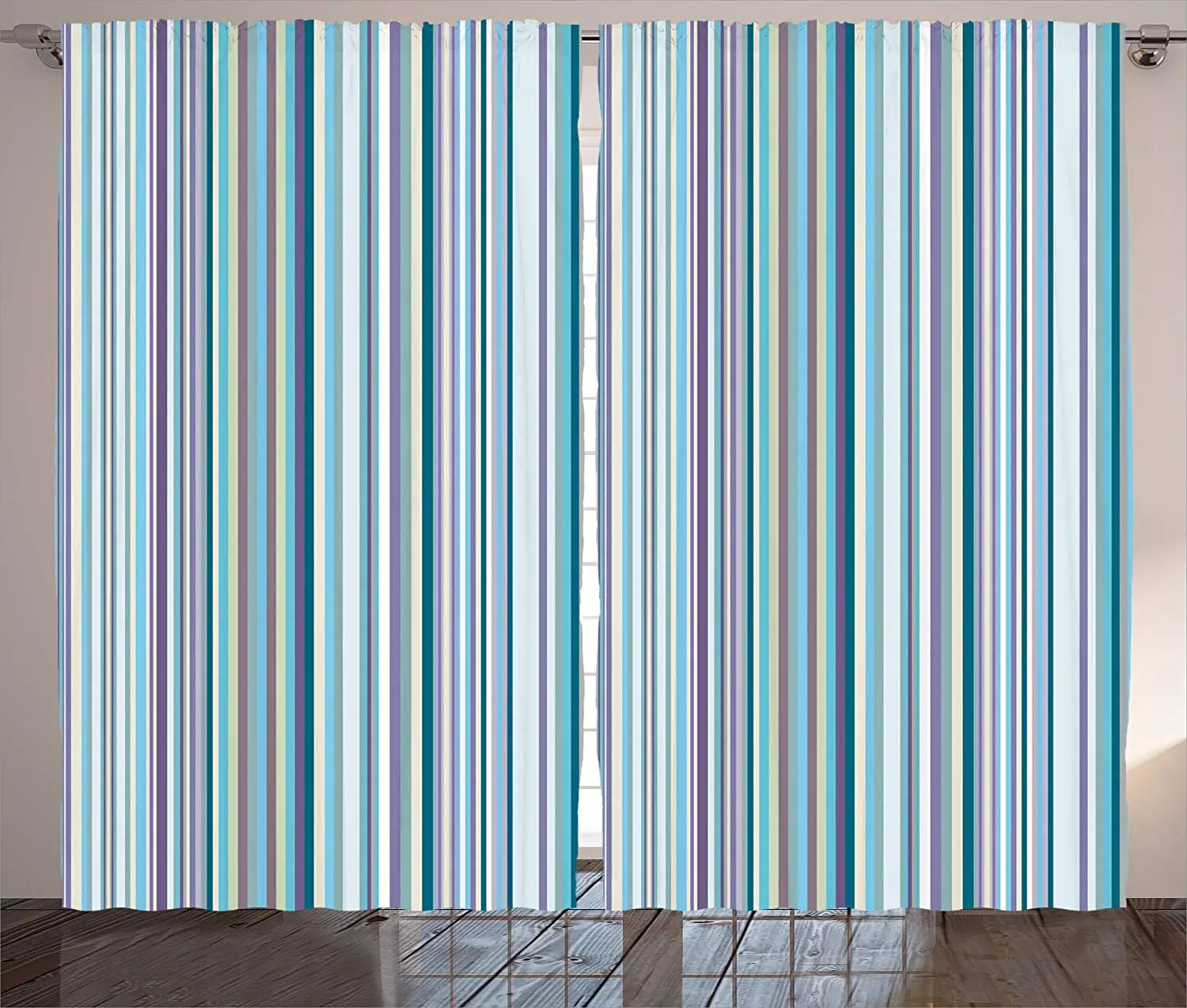 Striped Decor Curtains Blue Purple Teal Aqua Lavender