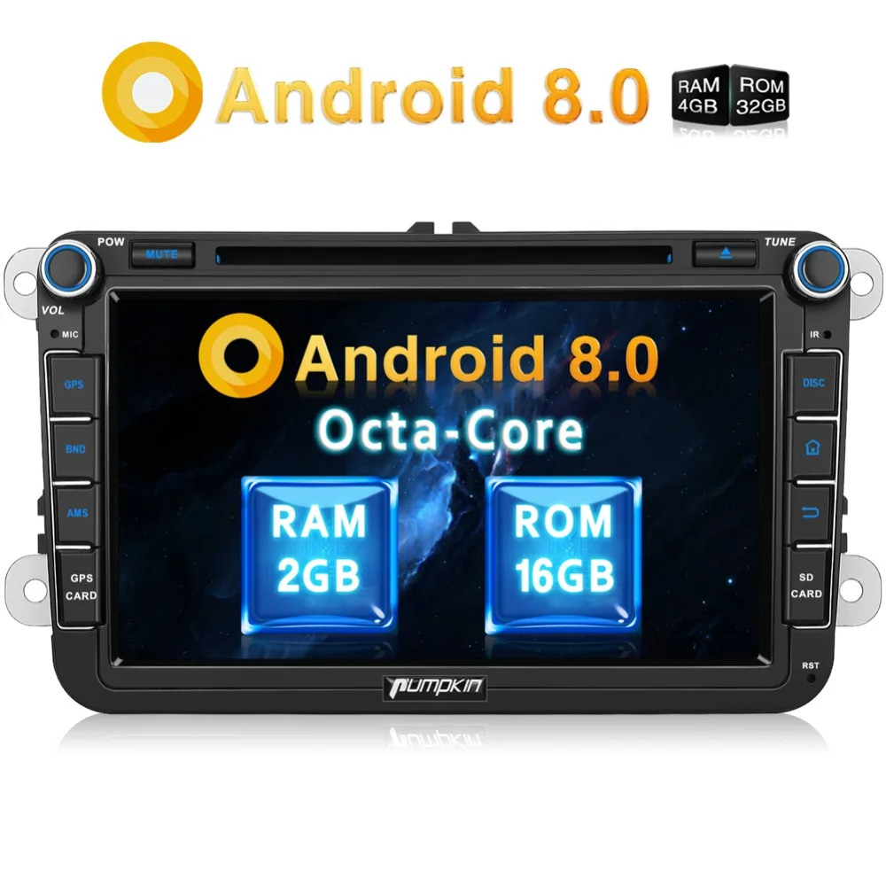 Pumpkin2 Din " Android 8,0 автомобильный dvd-плеер gps 4G ram автомобильный стерео аудио для Volkswagen/Skoda/Golf/Polo Wifi FM Rds радио головное устройство - Color: Car Radio