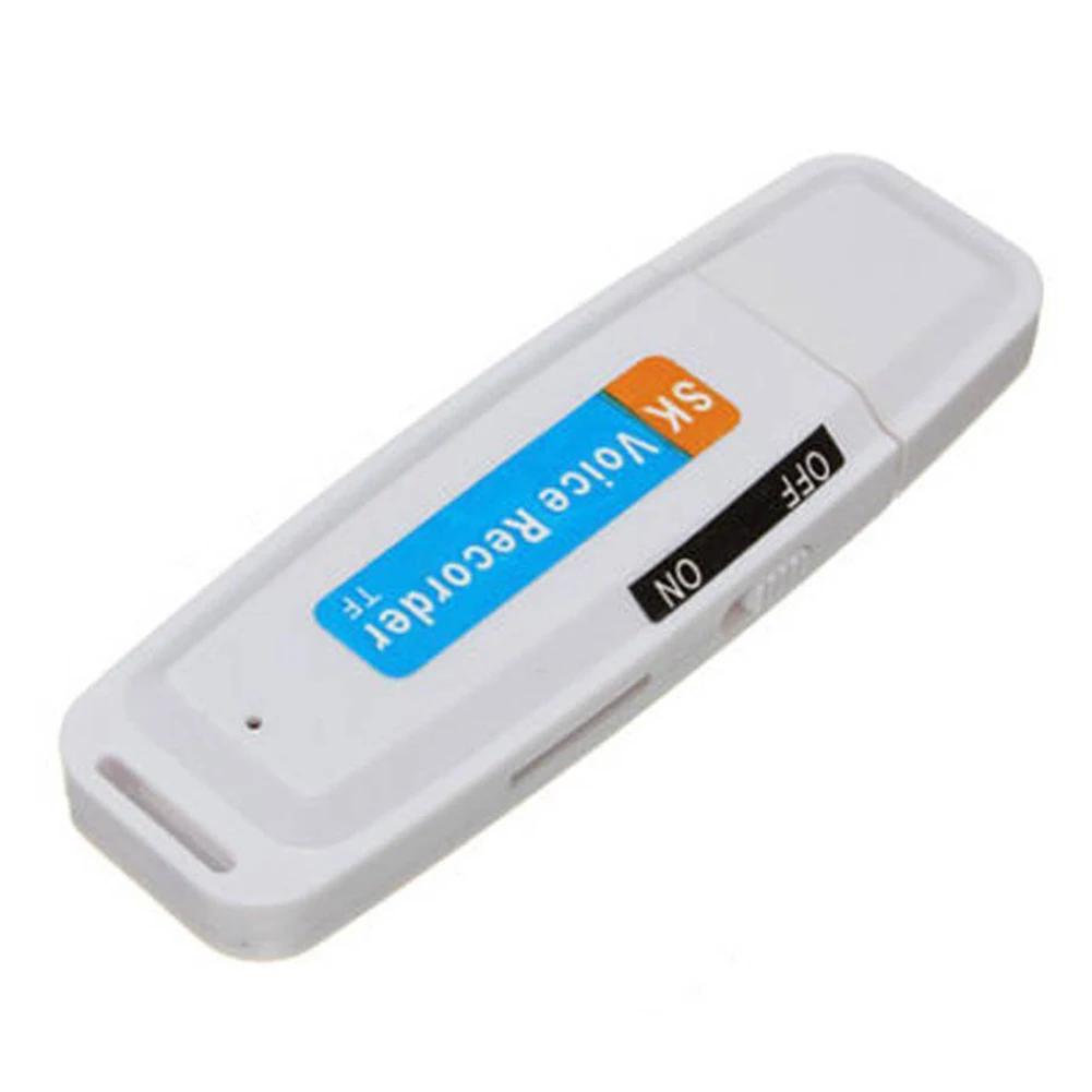 Мини перезаряжаемый U диск пластиковый Профессиональный диктофон портативный Поддержка TF карта аудио ручка флеш-накопитель цифровой USB WAV - Цвет: Белый