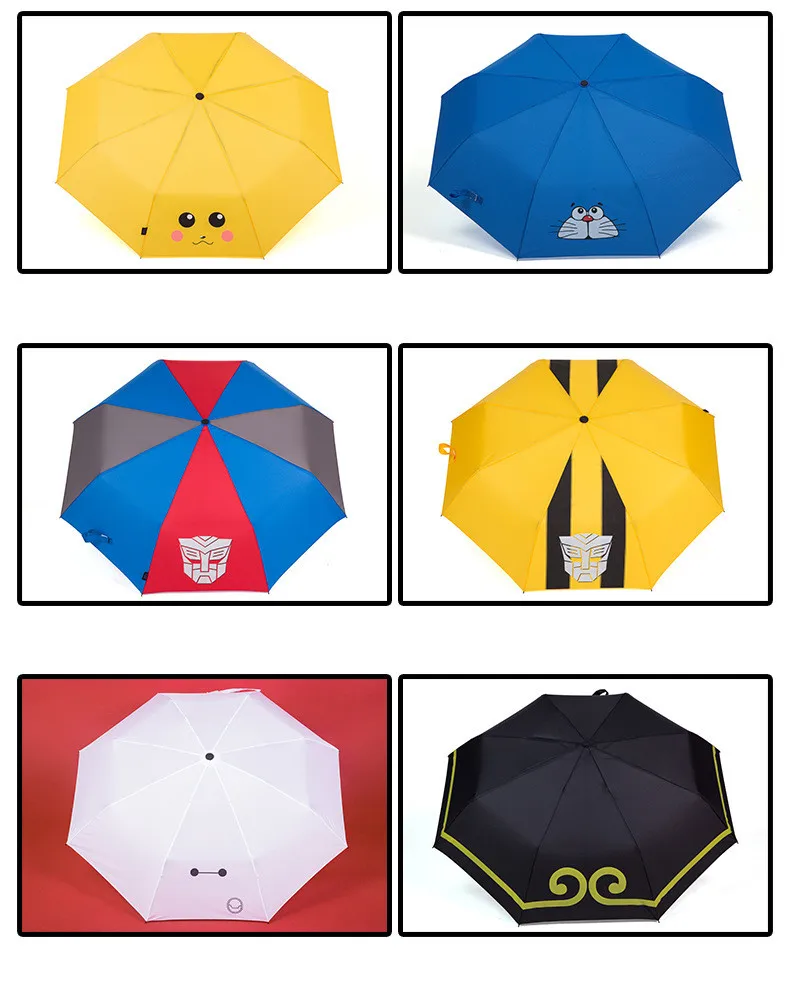 Зонтик с принтом «Человек-паук», «Оптимус», «Покемон» для мальчиков, детский зонтик с длинными ручками и рисунком от дождя, детский солнцезащитный зонтик для девочек YS056