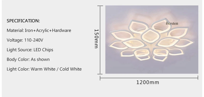 Modern White Flower High Power LED Ceiling Chandelier For Living Room Bedroom Acrylic Iron LED Chandelier Lamp 110-240V (17)