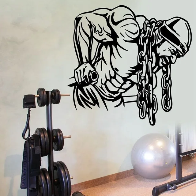 

New arrival Gym Name Sticker Fitness Iron Chain Crossfit Dumbbell Decal Body-building Posters Wall Decals Decor Gym Stickers