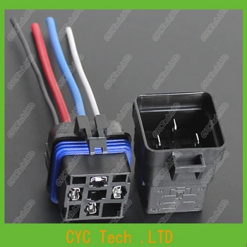 

4 sets Waterproof Integrated Relay With 12cm Wire for 12V 40V 4Pin Automobile Modification