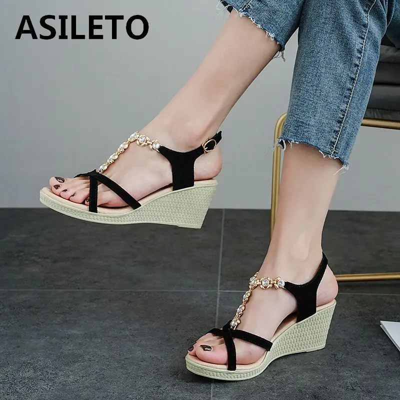 wedge clogs open toe