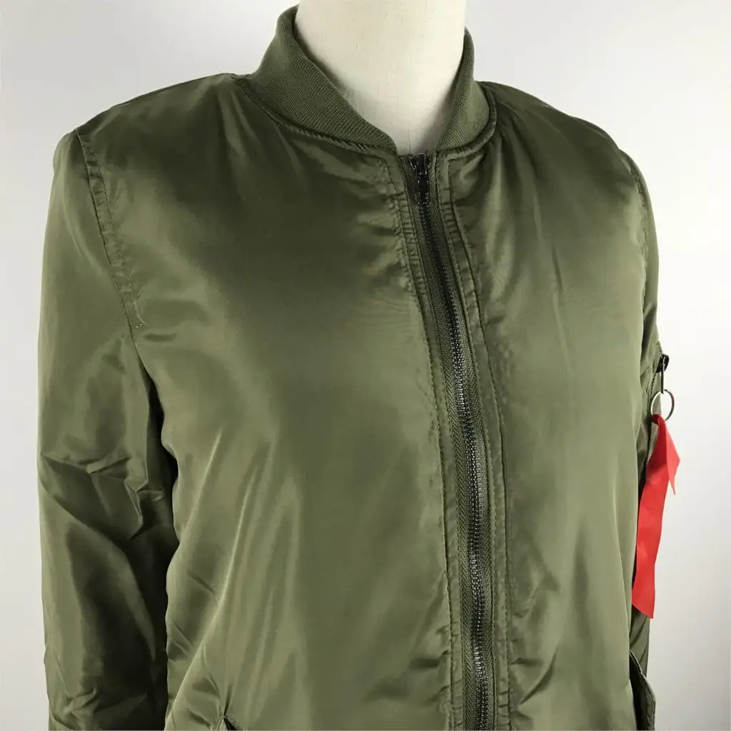 Осенне-зимняя женская куртка-бомбер для женщин, ветровка, женские бомбочки, Длинная черная армейская зеленая верхняя одежда, пальто