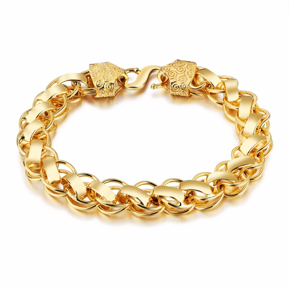 High Quality Mens Fashion Jewelry gold Color Nice Link Chain Bracelet