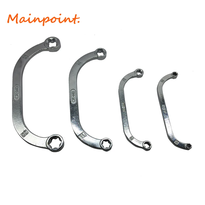

4Pcs Double Box End E-star Wrenches Half Moon Shape C Type Bending Combination Cr-Mo Spanner Universal Torque Wrench Hand Tools