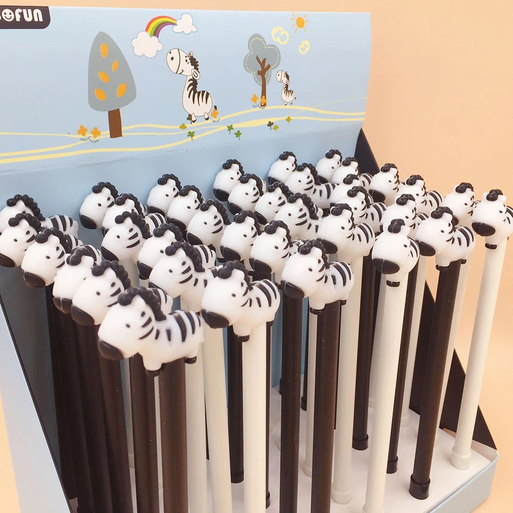 

2 Pcs/lot 0.5mm Cute Zebra Animal Gel Pen Signature Pen Escolar Papelaria School Office Supply Promotional Gift