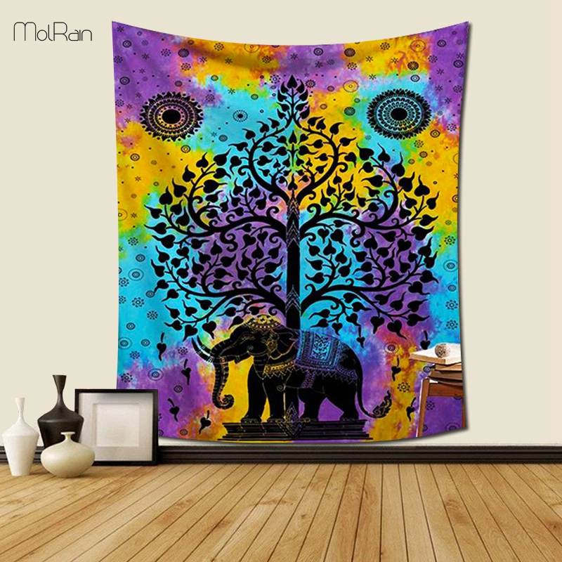 

Mandala Tapestry Psychedelic Nature India Hippie Tapestry for Living Room Elephant Tree Colorful Wall Hanging Blanket Home Decor