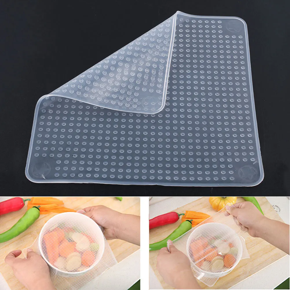 

Silicone Wrap Seal Cover Stretch Cling Film Tool Food Fresh Keeping Reusable Multifunctional 14.5X14.5cm