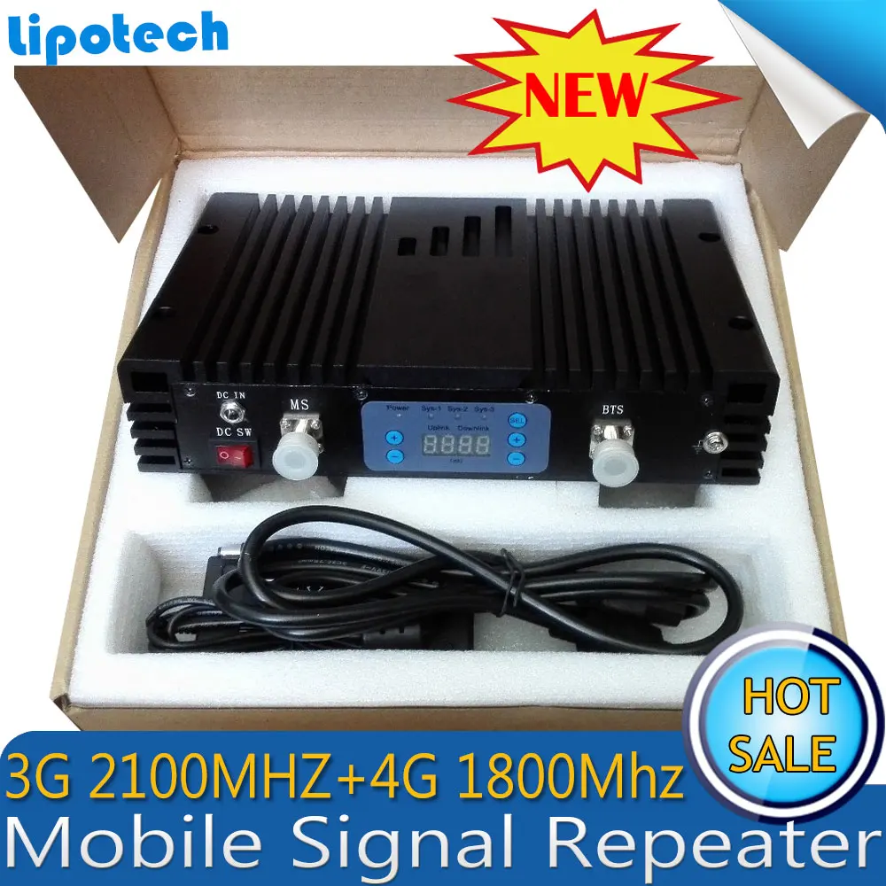  Kits 75dB Gain Mobile Signal Booster GSM 4G 1800Mhz 3G WCDMA 2100Mhz Cell SmartPhone Signal Repeate