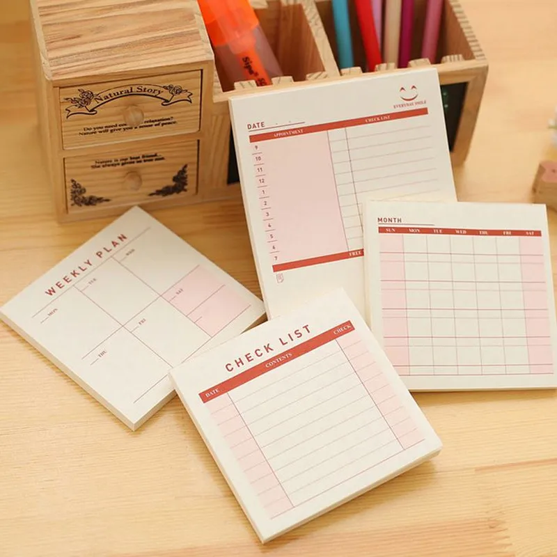 

Coloffice 1PC Creative Work Memo Desktop Monthly Plan Simple Memo Pads Schedule Notes Stationery Message Sticky Note Weekly