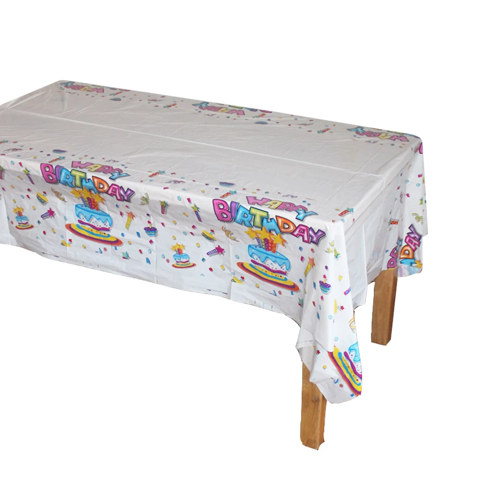 

Disposable Plastic Table Cloth Happy Birthday TableCover Tablecloth Cake Print Waterproof For Kids Birthday Party Decoration
