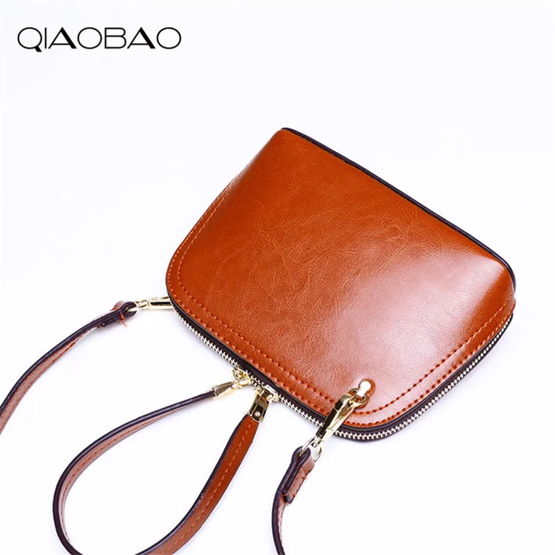 

QIAOBAO 100% leather handbags Shell bag tide Europe fashion first layer of cowhide women bag hand diagonal bag party bag
