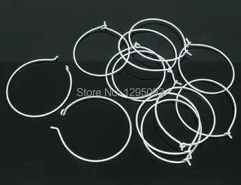 

100Pcs Silver Plated Wine Glass Charms Rings / Earrings Wire Hoops DIY Jewelry Making Findings Component Wholesale 25x29mm