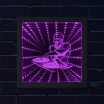 

DJ Portrait LED Vortex Tunnel Interstellar Mirror Wood Frame Music Gift Man Cave Modern Novelty Wall Art Custom Lighted Mirror