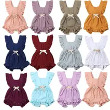 Одежда для малышей, боди без рукавов с рюшами для новорожденных и маленьких девочек, комбинезон, пляжный костюм, 6 цветов