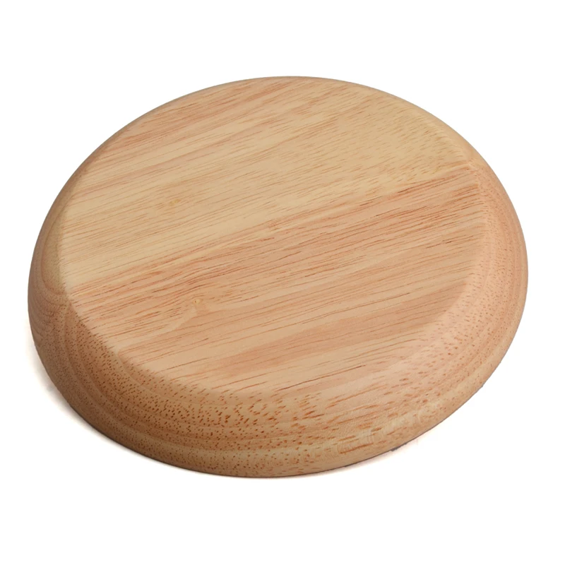 Set of 2 Round Wooden Plates 20cm Rubber Wood Dishes Cake Plate Snack Dessert Serving Tray Wooden Utensils Tableware Gift (3)