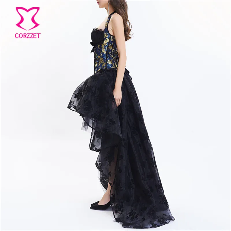 Blue Floral Brocade Halter Sexy Corset Dress Victorian Steampunk Dress Gothic Clothing Corsets And Bustiers Burlesque Outfit Blue Floral Brocade Halter Sexy Corset Dress Victorian Steampunk Dress Gothic Clothing Corsets And Bustiers Burlesque Outfit