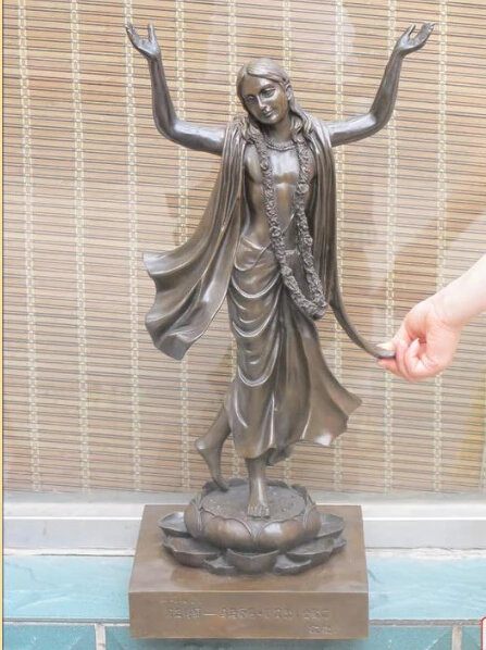 

free 26"Huge 100% PURE Bronze Krishna India supreme personality of the first statue fast