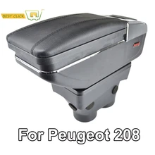 Ящик для хранения для peugeot 208 2013- подлокотника поворотный подлокотник черная кожаная
