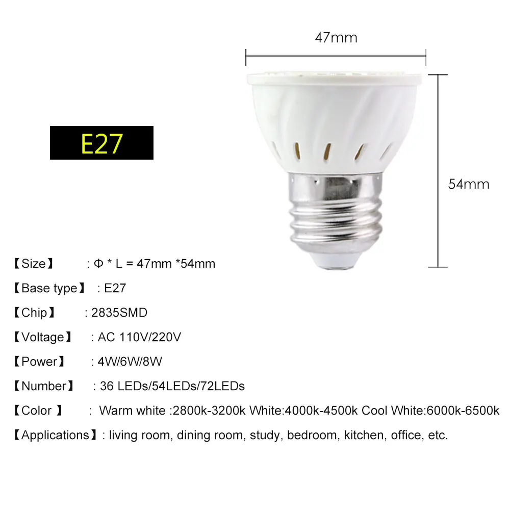 Светодиодная лампа gu10 mr16 e27 gu5.3 220 В 110 4 Вт 6 8 smd 2835|light bulb gu10|led light gu10bulb |