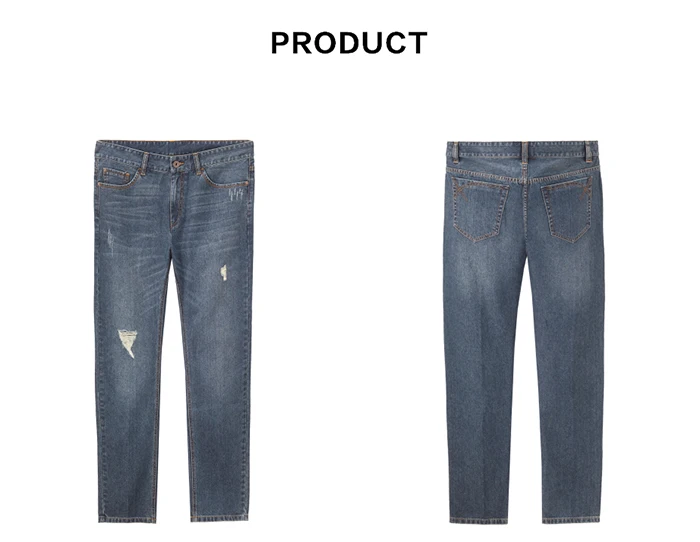 Джордано Для мужчин джинсы Для мужчин Проблемные мода мужские джинсы из денима Slim Fit джинсовые штаны для Для мужчин джинсы Сальса masculina