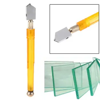 

Glass Cutter Diamond Tip Steel Blade Cutting Tool Oil Feed Glass Cutter Antislip Metal Handle For Hand Tool Glass Cutting