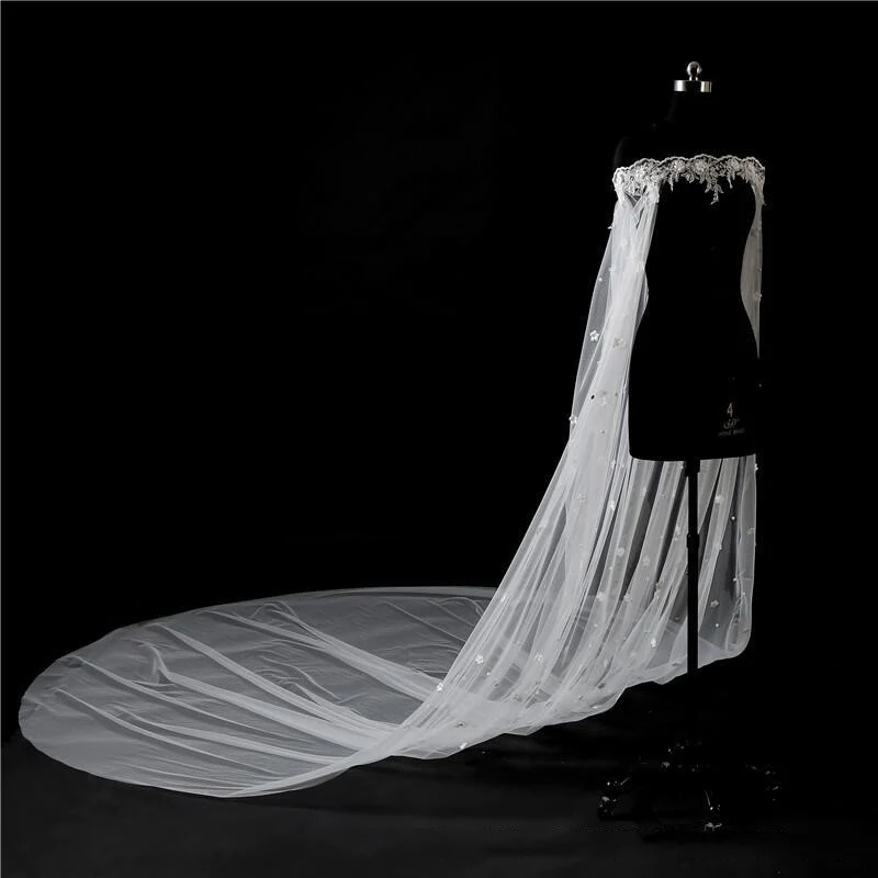 

Lace Bridal Veil Big Trailing Yarn 2019 Boat Neck Veil Bride Wedding Accessories Wedding Long Veil Cathedrals Bridal Accessories
