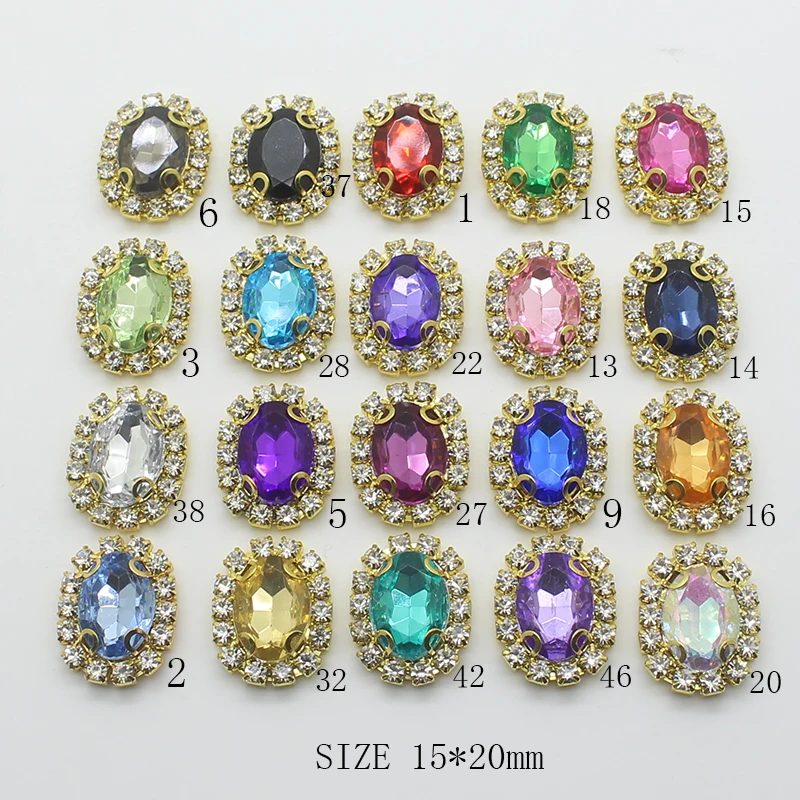 

ZMASEY Sale Price Acrylic Buttons 10Pcs/Lot 15*20mm Oval Button Gold Handwork Accessories Festival Decor Supplies For Wholesale