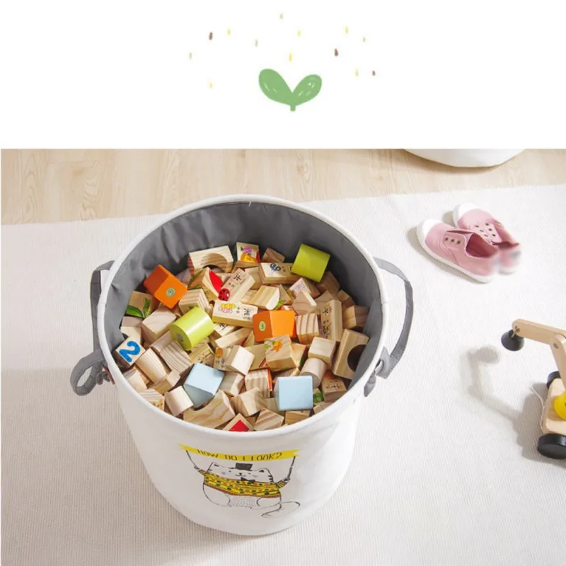 سلال الغسيل مع مقبضين طوي سلة الغسيل القذرة القماش الرباط صندوق تخزين لعبة جمع المنظم