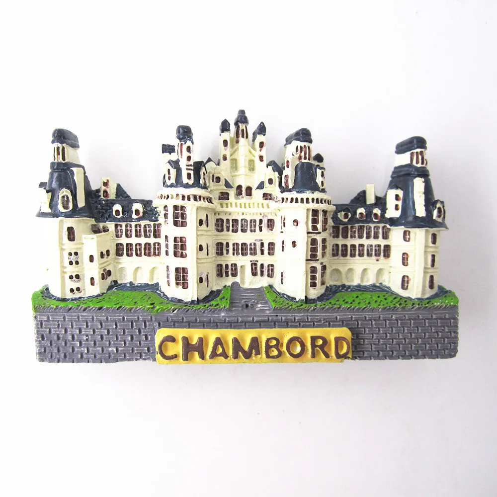 

3D Tourism Souvenirs Fridge Magnets Refrigerator Magnetic Stickers Paris France Country Chambord Castle Handpainted Resin Crafts