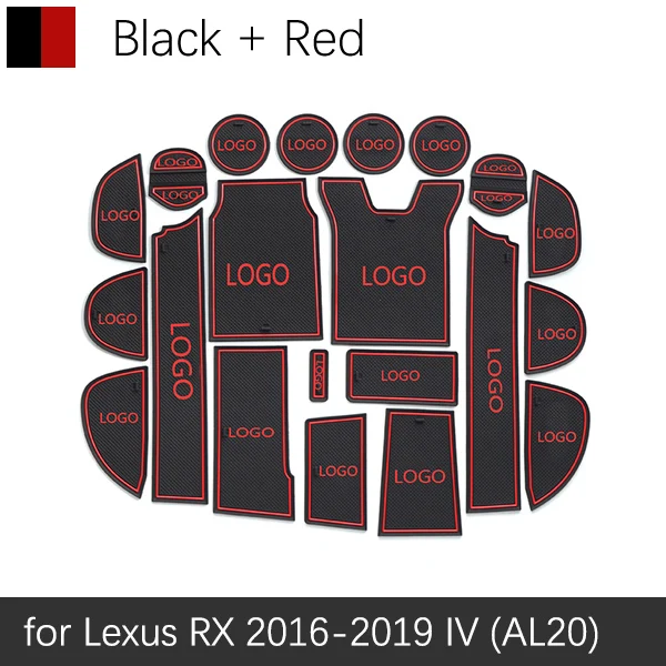 Противоскользящие резиновые ворота слот чашки коврик для Lexus RX NX GS IS ES CT200h RX350 RX450h IS250 ES350 ES300h GS350 аксессуары - Название цвета: Red RX 16-19