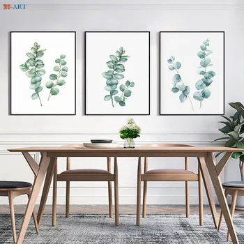 

Eucalyptus Print Greenery Wall Art Green Leaves Poster Modern Minimalist Canvas Painting Wall Picture for Living Room Home Decor