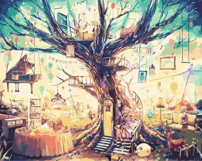 

Frameless diy picture oil paintings by numbers landscape paint by number for home decor canvas painting 4050 Fantasy world
