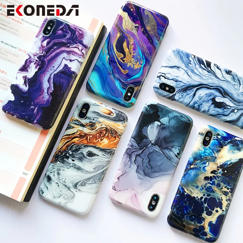 

EKONEDA Soft IMD Case For iPhone X Case Marble Stone Cases For iPhone 7 Case Silicone Cover For iPhone 6S 7 8 Plus XS Max XR