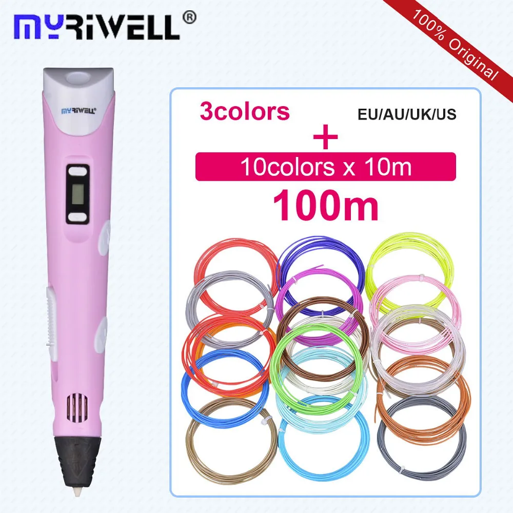 Myriwell Magic 3d принтер ручка для рисования ручки с 3 вида цветов PLA нити светодиодный 3D