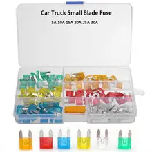120pcs Car Small Blade Fuses Low Profile 5A 10A 15A 20A 25A 30A Set Auto Truck Insurance Kit Plastic Box Assortment with Clip 30 insurance block 7 5a
