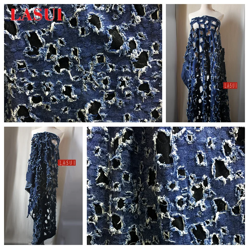 

LASUI 2017 New product 3 yards =1 lot Cotton denim embroidery mesh lace hollow 3D Creative perspective fabric DIY dress X0279