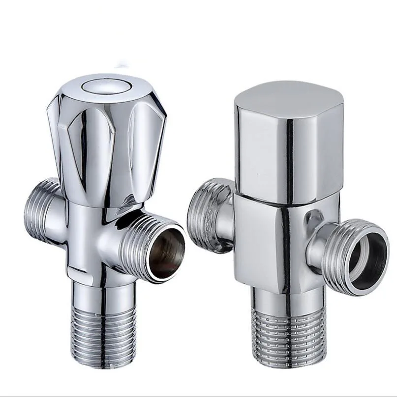 

One-in And Two-out Angle Valve Hot And Cold Water Universal Toilet Stop Valve Double Water Full Copper Thickened Triangle Valve