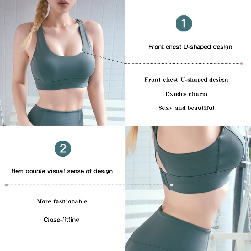 OCQBI women sport bra fitness bra push up shockproof sexy sports tank top Running Yoga Gym fitness adjustable deportivo mujer