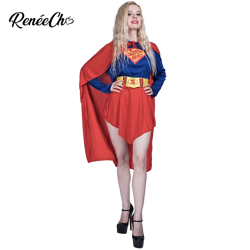 

2018 Halloween Costume For Women Women Supergirl costume Lady Superhero Costume Wonder Woman Fancy Dress And Cape Full Suit