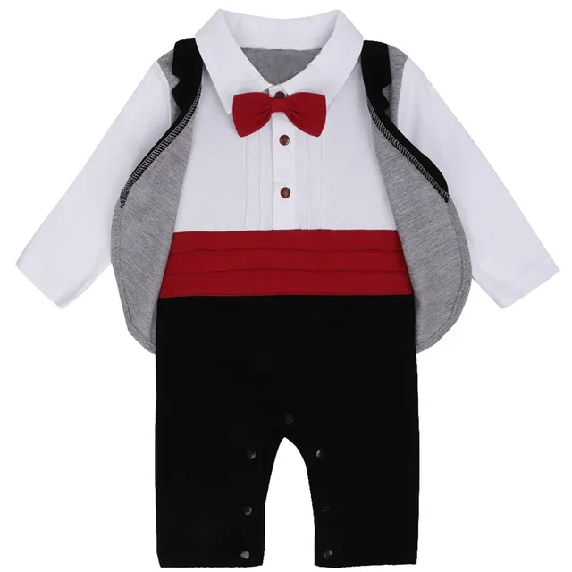 Newborn 2017 New Black&White Baby Boy Long Sleeve Gentleman Autumn