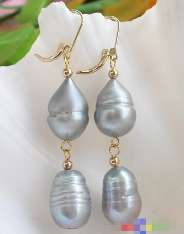

HOT SELL - > 12256 GRAY DRIP FRESHWATER PEARL DANGLE EARRING -Top quality free shipping